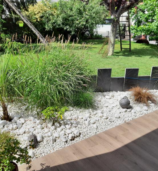 jardin avec cailloux
